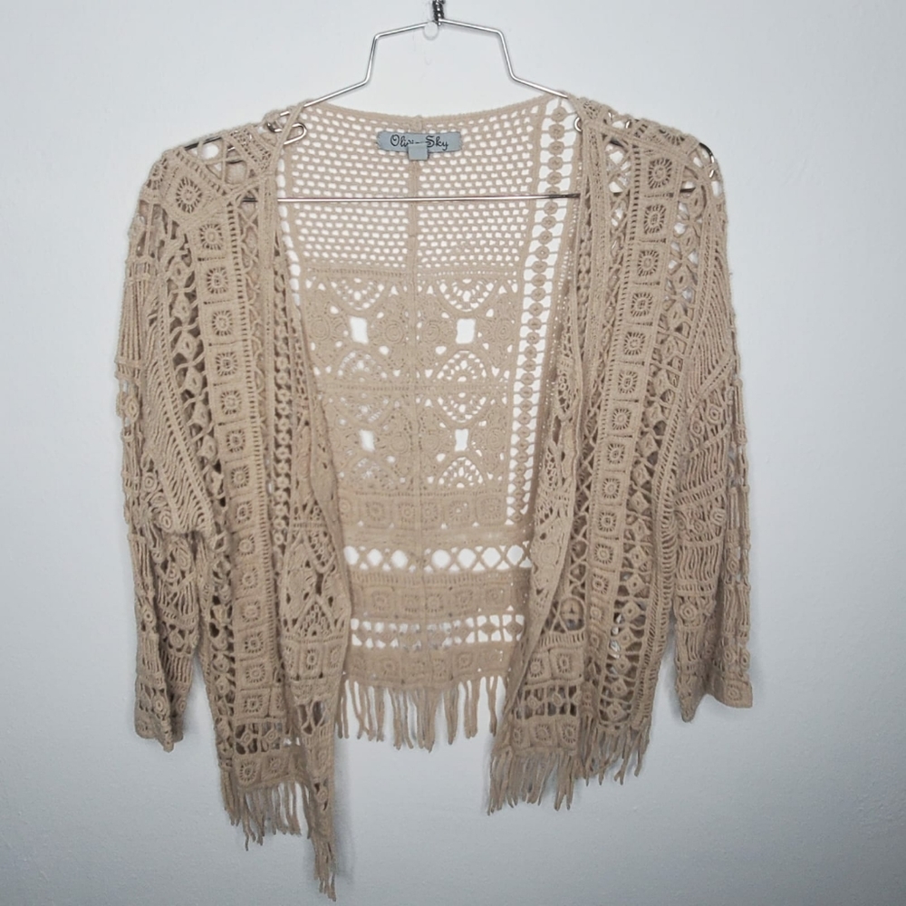 Fringed cardigan/coverup  color cream